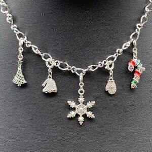 Silver Charm Bracelet with Festive Holiday Removable Charms